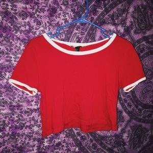Forever 21 red & white crop top
